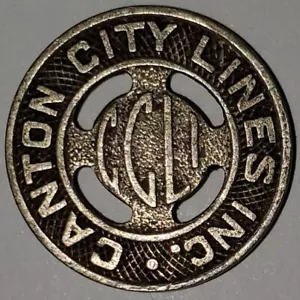 Canton City Lines Inc.; Gettone tariffario; Ohio; 1937; Vintage; 5/8" - Foto 1 di 5