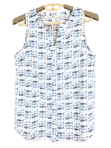 NEW BASS Women Lightweight Slippery Poly Tank Top Multicolor Fish Artwork XS - Picture 1 of 11