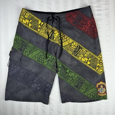 Quiksilver Eddie Aikau Board Shorts Mens 32 Swim Trunks Hawaiian Tribal RARE Y2K - Image 1 of 4