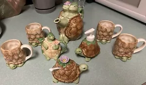 Otagri Ceramic 8 Piece Turtle Tea Pot Set By Mary Ann Baker - Picture 1 of 7