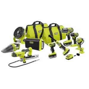 RYOBI CANADA 18V CORDLESS 10-Tool Auto Kit (1) 2.0 & (2) 4.0 Batteries, Charger - Picture 1 of 14