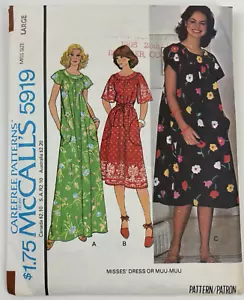 McCall's 5919 3 Muu-Muu Dresses Size L 18-20 Sewing Pattern UC FF OOP VTG 1970s - Picture 1 of 10