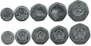 Sao Tome & Principe 1997 set 5 coins (100-250-50-1.000-2.000)KM89-91 UNC - Picture 1 of 2