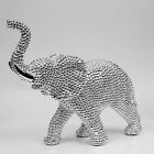Elephant Silver Diamante Style Ornament Figurine Textured Home Décor Gift