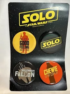 2018 Star Wars "Solo" Pinbacks, 4 On Original Card, NOS, LucasFilms - Picture 1 of 6