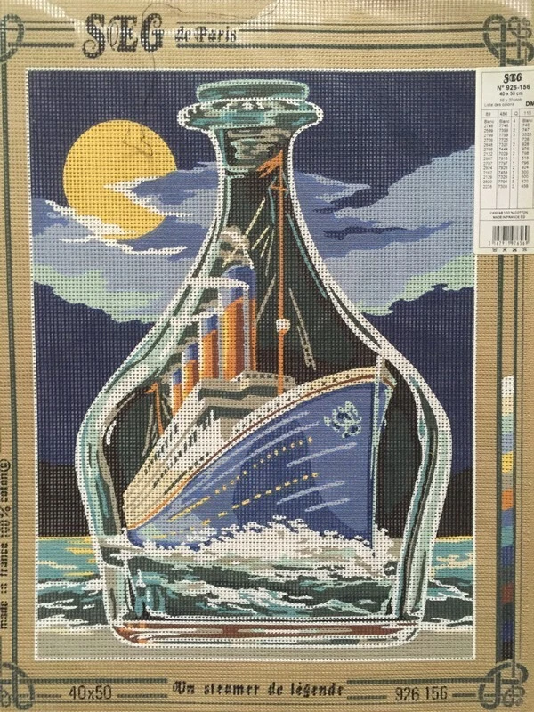 @***SUPERBE CANEVAS NEUF DE SEG 50X40CM AVEC REF -  UN STEAMER DE LEGENDE**@ - Photo 1/1