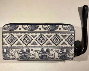 Elephant Damen All Over Print Zip Around Geldbörse 12 Kartenfächer Geldbörse Navy - Bild 1 von 12