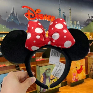 Satin Polka Dot Bow Ears Classical Minnie Mickey Mouse DisneyParks Headband - Picture 1 of 8