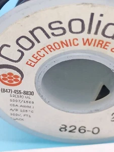 CONSOLIDATED BLACK 826-0 12 AWG STRANDED HOOK UP WIRE 300v 1, EST 5 FT - Picture 1 of 5
