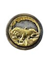 Antique Vintage Large Metal Silver Gold Button Lion Religious Theme 1.5”