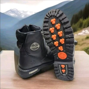 Milwaukee Leder Herren Motorradstiefel Größe 9 MBM102 schwarz doppelseitiger Reißverschluss - Bild 1 von 7