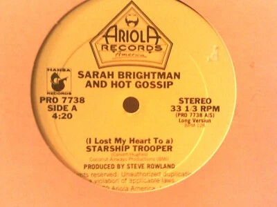 Sarah Brightman & Hot Gossip 12" single I Lost My Heart To A Starship Trooper - Image 1 of 2