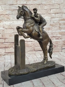 Vintage Style Jockey Horse Racing Bronze Sculpture Art Statue Figure Figurine - Picture 1 of 10