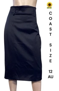 🌻 COAST HIGH WAIST SOILD BLACK SATIN PENCIL SKIRT SIZE 12 AU - Bild 1 von 11