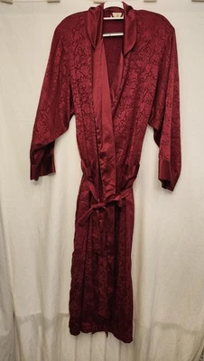 Винтажный Victoria's Secret халат женщин большой красный атласный жаккард цветочный кимоно - Изображение 1 из 4