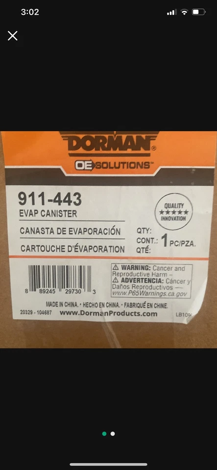 Bote de carbón de emisiones evaporativas para Lexus ES300h 2017-13 Foto 1 de 2
