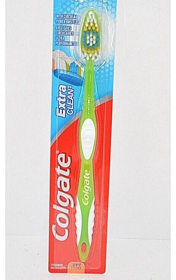 Lote De 2 Cepillos De Dientes Colgate Cabezal Completo Extra Limpios Cerdas SUAVES Rosa Y Verde Foto 1 de 2