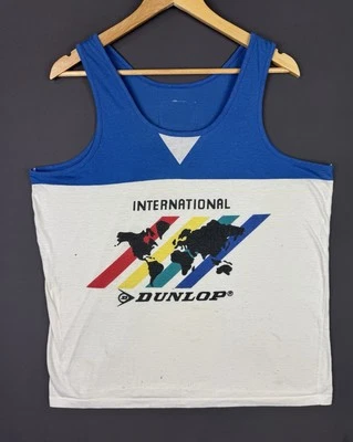 Camiseta sin mangas Dunlop International vintage años 90 deportiva rara tenis gimnasio arte color raro Foto 1 de 4