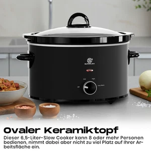 SUPERLEX Elektrisch Schongarer Keramik Langsamkocher Warmhaltefunktion 6.5L - Bild 1 von 8