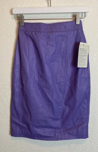NWT Vintage CHIA Purple Finished Leather Pencil Skirt Size 2  - Picture 1 of 6