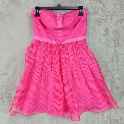 Vestido feminino Hailey Logan By Adrianna Papell tamanho 8 rosa sem alças chiffon formatura - Imagem 1 de 4