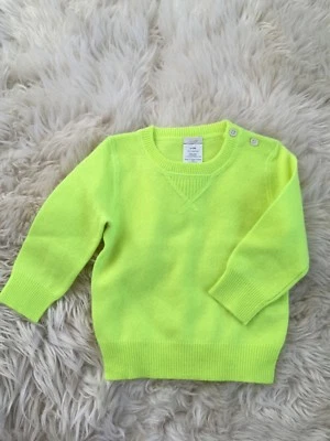 NEW JCREW CREWCUTS COLLECTION CASHMERE SWEATER 9-12M NEON CITRUS $135 61181 - Image 1 of 4