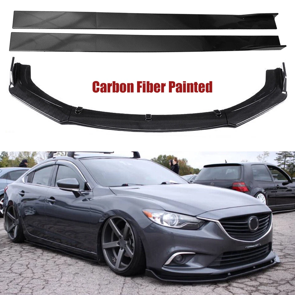 Front Bumper Lip Splitter Carbon Fiber Body Kit Side Skirt For Mazda6 2014-2018 Foto 1 de 4