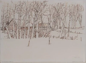 Eva Kausche-Kongsbak /Original Zeichnung Farbstift / Worpswede Waakhausen/1977 - Bild 1 von 5