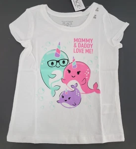 The Children's Place Short Sleeve Graphic Tee T-Shirt "Mommy & Daddy Love Me" 3T - Picture 1 of 2