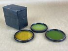 Alpha, Beta & Gamma Vintage 77mm Black Rim Filters Set Of 3 Yellow, Green
