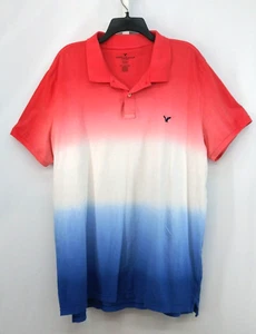 American Eagle Outfitters Polo Shirt Mens Size 3XL Ombre Red White Blue Preppy - Picture 1 of 8