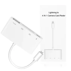4-IN-1 Adapter Card Reader Hub for iPhone 14 13 12 7 8 / iPad 8 9 / iPad Camera - Picture 1 of 23