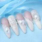 1 boîte à faire soi-même nail art décoration imitation forme spéciale perles perceuse à ongles blanc plat soutien-gorge