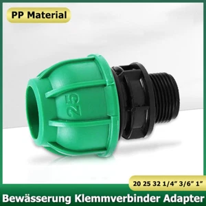 PP Fitting Klemmverbinder mit AG/IG Verschraubung PE Rohr Kupplung 20 25 32mm - Picture 1 of 18