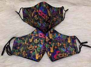 2 Pack Mardi Gras Adult Adjustable Unisex Face Masks - Picture 1 of 1