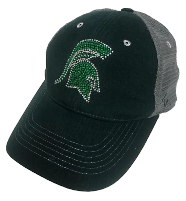 Michigan State Spartans Hat Cap Womens Glitter Logo Trucker Mesh Snapback Zephyr - Image 1 of 4