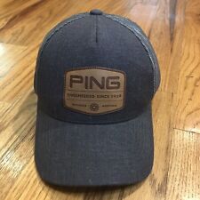 PING Golf SensorCool Structured Leather Patch Gray Adjustable Strap Back Cap Hat