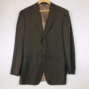 ERMENEGILDO ZEGNA TROFEO Men Brown Sport Coat Blazer Gold Wool Size L (52R) - Picture 1 of 11