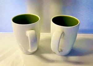 RAK PORCELAIN CUPS. UAE. WHITE WITH GREEN INTERIOR. MINT CONDITION. WILL SPLIT. - Picture 1 of 3