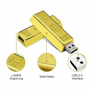 Clé usb 64 Go Gold Bar 2.0 Flash Drive Disk Storage Mémoire Pour PC Wins 7/8/10 - Photo 1/5