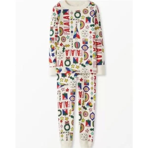 Hanna Andersson Youth Falala Print Pajama Set Holiday Christmas Multicolor SZ 12 - Picture 1 of 10