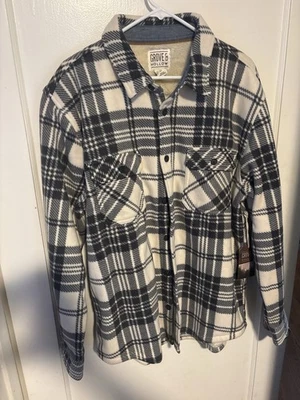 Grove & Hollow мужской большой шерпа фланелевая рубашка куртка черный/белый клетку новый с Ярлыками - Изображение 1 из 4