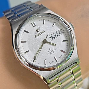 Orologio automatico uomo vintage ENICAR giorno/data 2158.51.306 swiss made anni 80 #2 - Foto 1 di 18