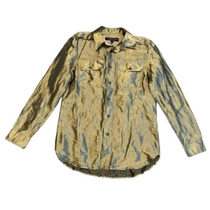 Camicia Ralph Lauren Collezione Viola Etichetta Effetto Metallizzato Bottoni Taglia 4 - Foto 1 di 9