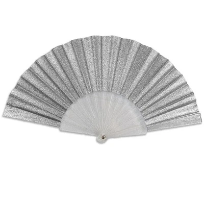 银色闪光小手扇线舞蹈拍手靴地面折叠风扇 — 第 1/4 张图片