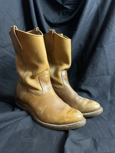 VTG Red Wing Pecos Mens 8 E Brown Leather Soft Toe Pull On Boots Cowboy USA - Picture 1 of 12