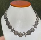 Vintage 925 Sterling Silver Marcasite Sea Starfish Sand Dollar Necklace EXC!