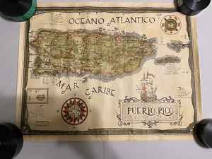 Mid-Century Pictorial Map of Puerto Rico Caribbean Vintage Poster Print - Picture 1 of 8