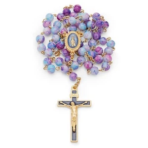Rosary Beads Miraculous Virgin Mary Multicolor Glass Gold Plated from Vatican - Picture 1 of 11