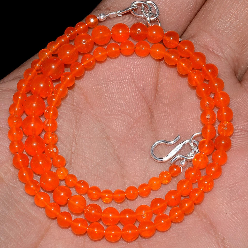 Colar de contas redondas de opala etíope laranja variações diferentes pedras preciosas naturais - Imagem 1 de 1